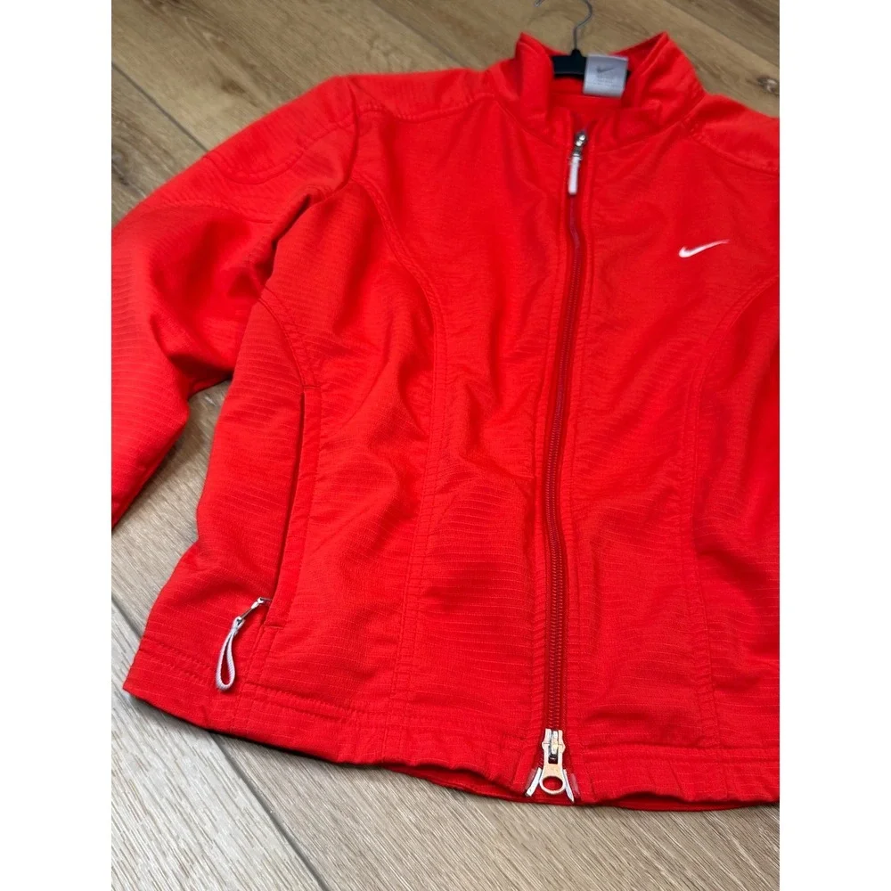 Nike Sphere Dry Womens Red Full Zip Running Jacket Size M Track Workout Training
